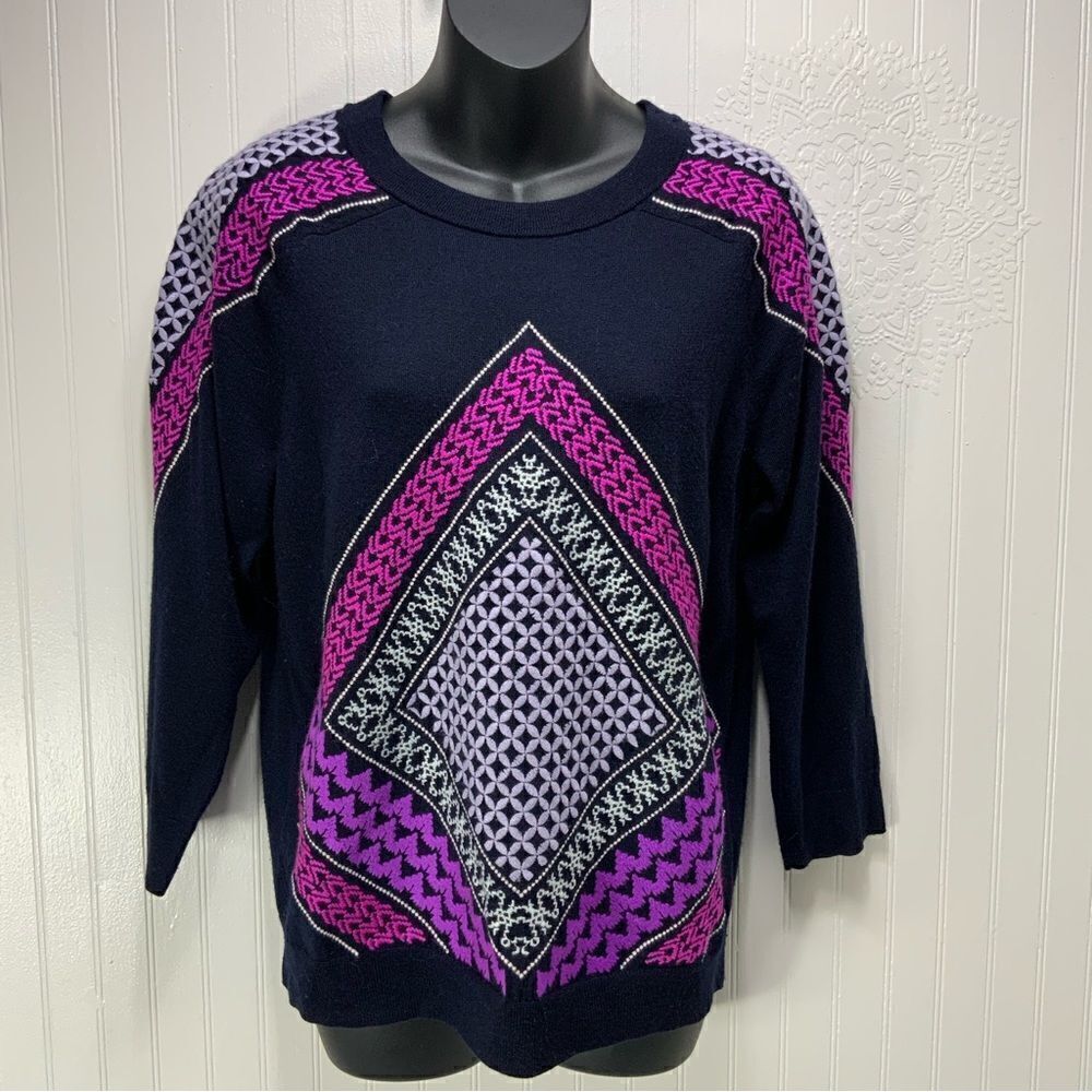 J. CREW 100% merino wool embroidered sweater